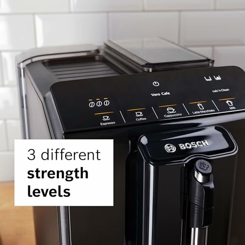 Bosch coffee machine with strength settings.